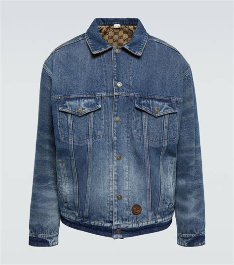 gucci scribble denim jacket|Gucci gg reversible jacket.